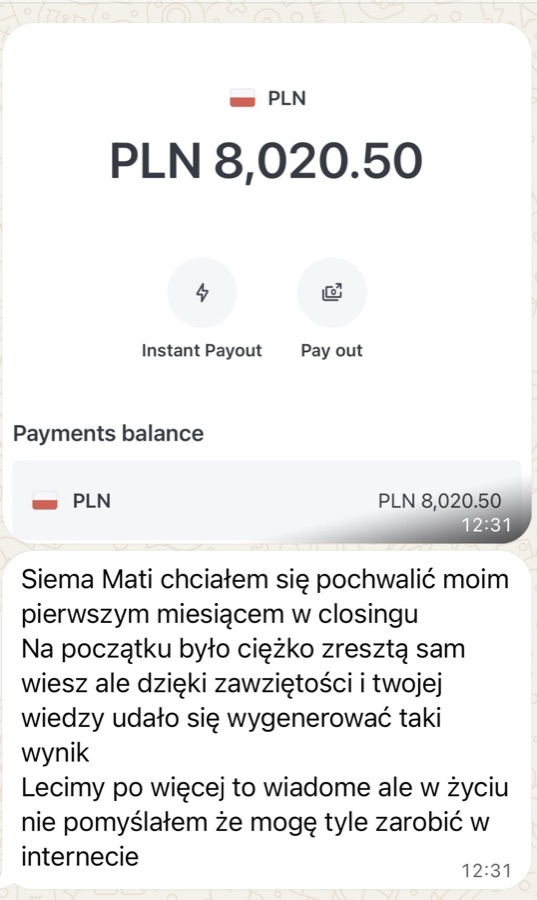 „Na początku było ciężko, ale dzięki zawziętości i Twojej wiedzy udało się wygenerować taki wynik.”